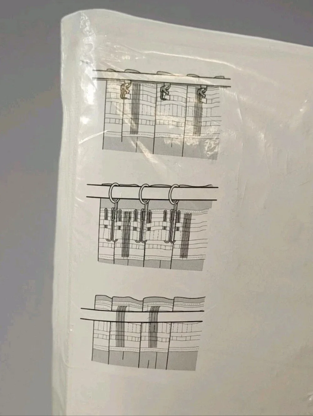 Ikea Ritva Light Filtering Long Curtain White Textured Grid 2 Pc 57